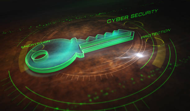 istock Cyber security with key metal symbol digital 3d illustration 1308216121