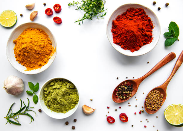 istock Various spices isolated on white background, top view 1308217682