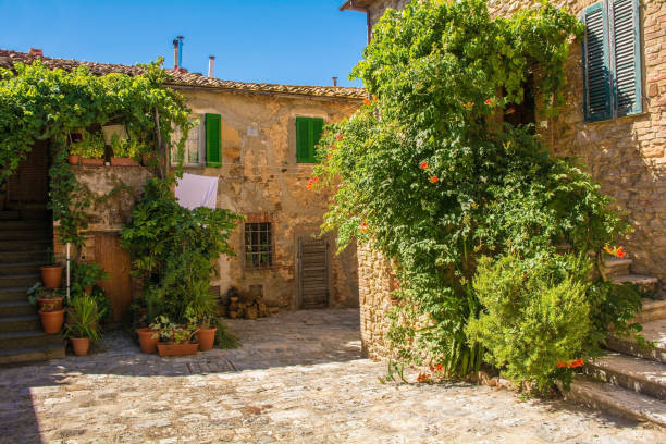 Buildings in Montorsaio in Tuscany Historic stone buildings in the village of Montorsaio in Tuscany, part of Campagnatico in Grosseto province crete senesi stock pictures, royalty-free photos & images