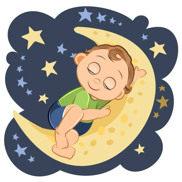istock Little baby sleeping. Boy. Asleep. Isolated object on a white background. Cheerful kind funny. Cartoons flat style. Preschool age. Childhood Vector. 1308222773