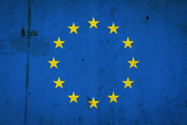istock EU flag on a concrete wall. Europe. 1308229562