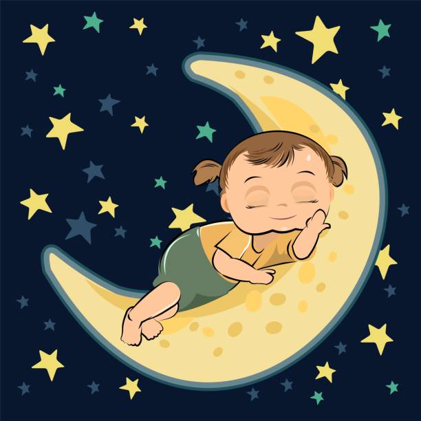 istock Little baby sleeping. Girl. Asleep. Isolated object on a white background. Cheerful kind funny. Cartoons flat style. Preschool age. Childhood Vector. 1308229715