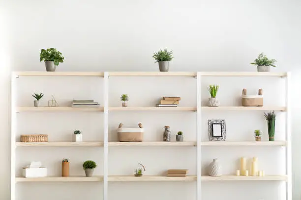 Photo of Scandinavian furniture with decorative elements in daylight