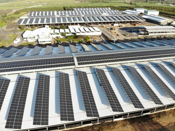 istock Solar panels power station field farm 1308236242