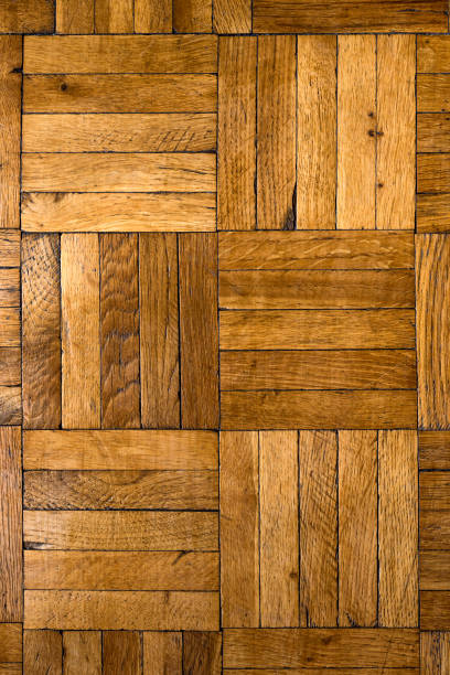 istock Old wooden worn parquet close-up 1308238529