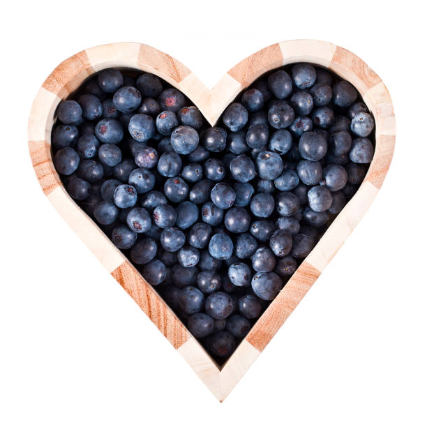Blueberry in a heart shape box