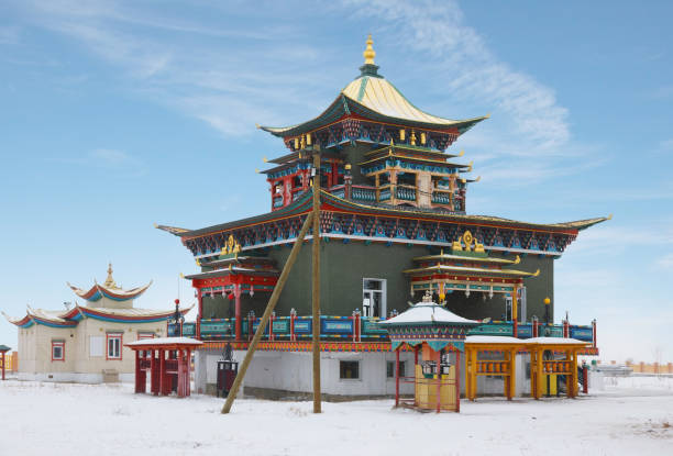 istock Buddhist temple on a sunny winter day 1308242680