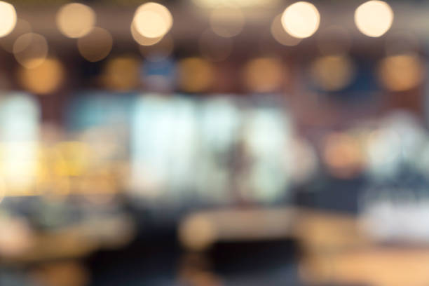 blur abstract background of reception office hall with bokeh light - movimento imagens e fotografias de stock