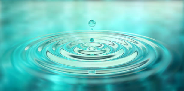 istock Water drop splash close-up on water surface 3d illustration 1308246452