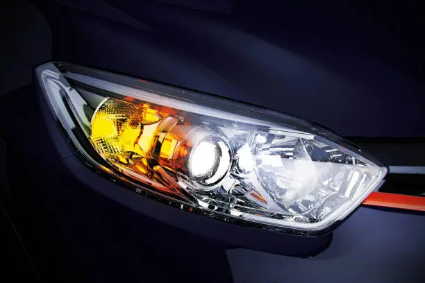 Photo of Car headlight with copy space macro view closeup of modern prestigious car 3d illustration