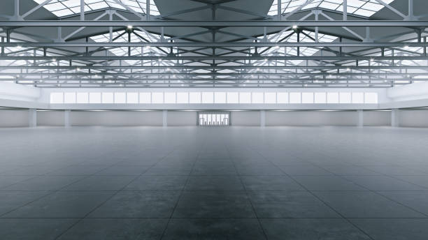 istock 3D render of empty exhibition space. backdrop for exhibitions and events. Tile floor. Marketing mock up. 1308248670