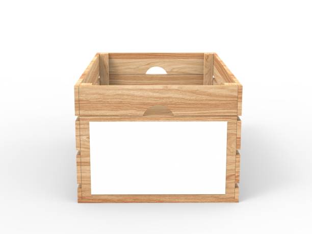 istock Wooden crate with black paper label. 1308256816
