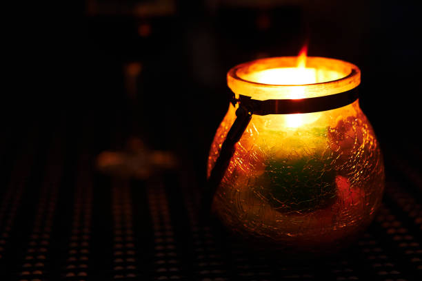 istock Candle light jar beautiful decoration in the night scenery, Diwali event, Romantic time, Copy space 1308257679