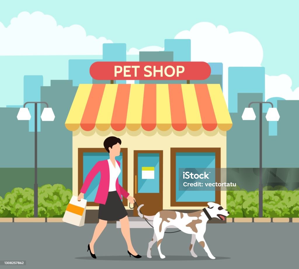 Pet Shop Building Stock Illustration - Download Image Now - Advertisement,  Dog, Outdoors - iStock