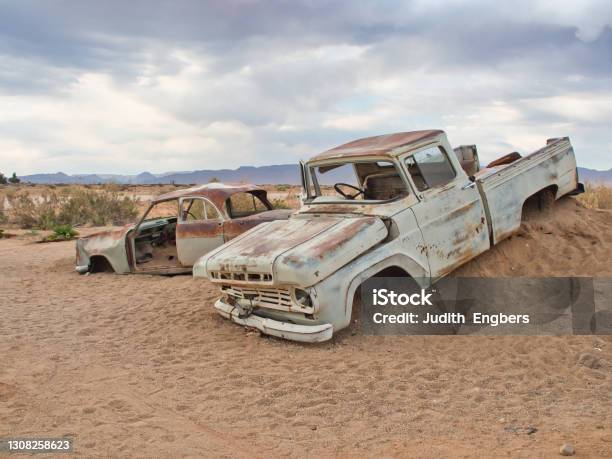 Broken Down Cars In The Town Of Solitaire Stock Photo - Download Image Now