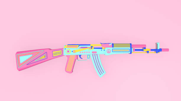 istock 3d render illustration of vintage machine gun. 1308261188