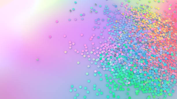 istock Modern beautiful colorful background. Round shiny particles on an iridescent surface. Trendy design of webpunk and vaporwave. 1308261237