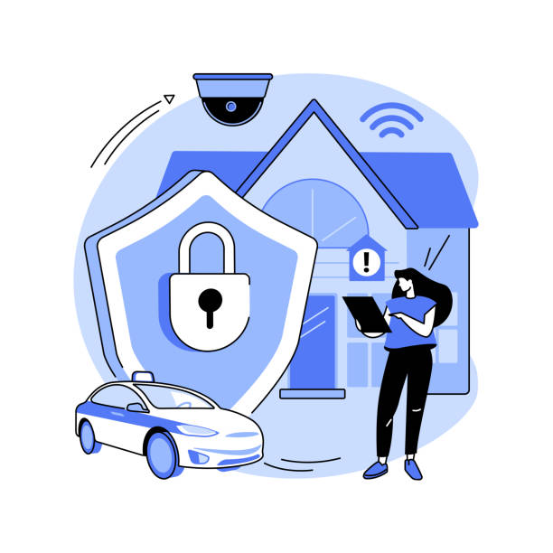Security systems design abstract concept vector illustration. Security systems design abstract concept vector illustration. Optimal building security solutions, video surveillance, product selection, project and client management abstract metaphor. specifications icon stock illustrations
