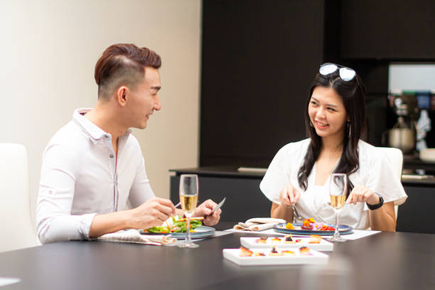 Asian Couple Enjoy Private Dining Together
