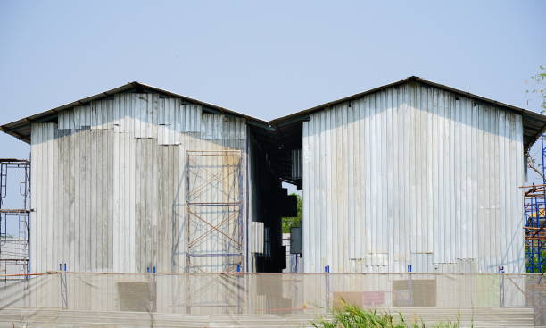 istock Temporary housing with metal sheet 1308268829