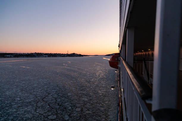 sunrise and winter morning in stockholm sweden with frozen archipelago - stockholm sweden sea winter imagens e fotografias de stock