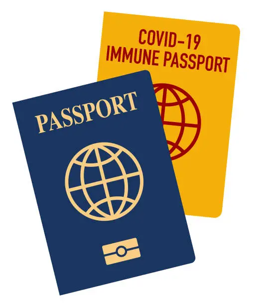 Vector illustration of Vaccination passport and passport on a white background.