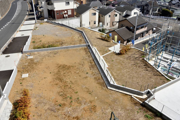 Planned private housing construction site.  Suburb of Tokyo.