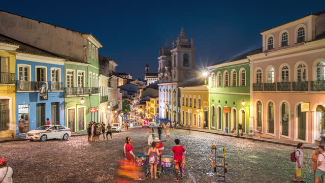 Salvador Bahia, Brazil: timelapse Pelourinho with the Church of the Third Order of Our Lady of the Rosary