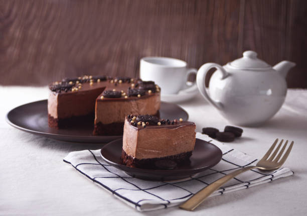 istock chocolate freshly cheese cake on the plate 1308283765