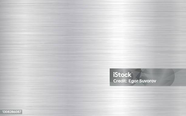 Metal Background Silver Steel Texture Brushed Stainless Sheet Bright Polish Plate With Reflection Realistic Industrial Texture Aluminum Panel Vector Illustration Stock Illustration - Download Image Now