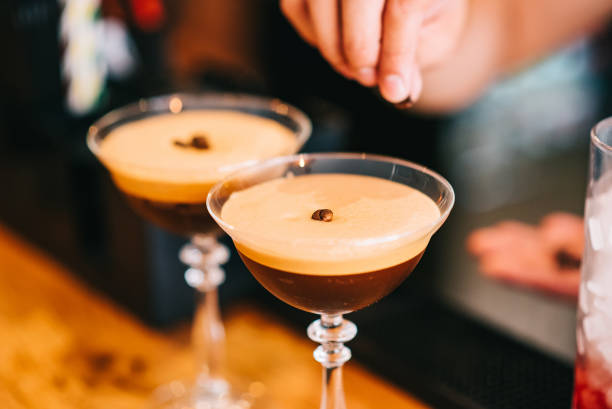 istock Cocktail martini coffee and coffee beans on top 1308288079