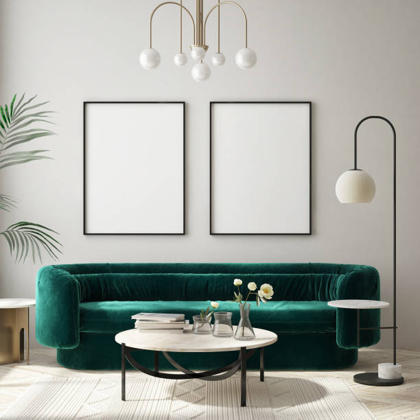 istock mock up poster frame in modern interior background, Art Deco style, 3D render 1308290407