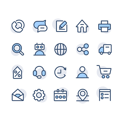 Contact us icons set with dots. About us. Location, ways to connect with business for cover stories highlights, web, UI. Shopping, delivery and catalog. Vector thin line outline vector illustration
