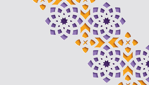 ilustraciones, imágenes clip art, dibujos animados e iconos de stock de colorido relieve ornamental de piedra con estampado en estilo arquitectónico árabe de mezquita islámica, tarjeta de felicitación para ramadan kareem - ramadan
