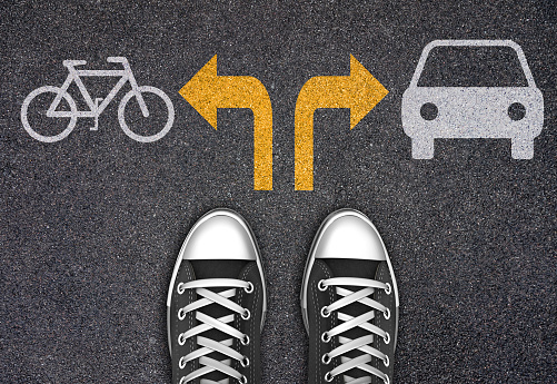 Decision at the crossroad - bicycle or car