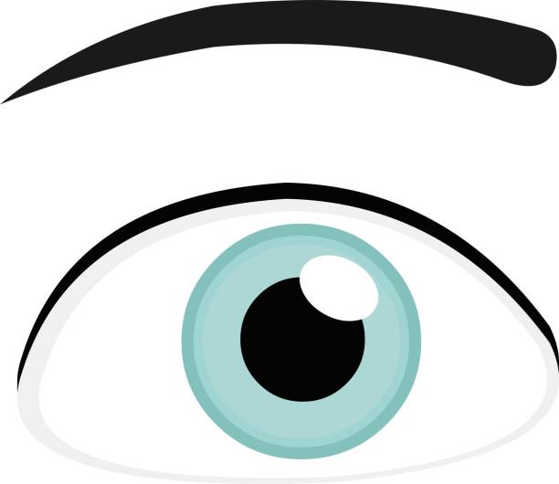 illustrazioni stock, clip art, cartoni animati e icone di tendenza di illustrazione vettoriale dell'emoticon dell'occhio azzurro di un uomo - human eye cartoon looking blue eyes