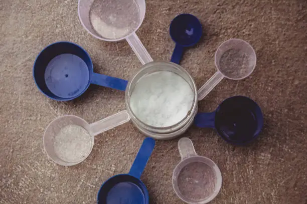 Photo of Closeup shot of the grains in the plastic scoops