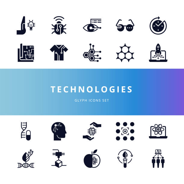 illustrations, cliparts, dessins animés et icônes de icônes des technologies futures - non gmo