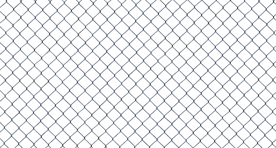 High Resolution Isolated Chain-Link (Or Wire Net Or Wire-Mesh) Fence On A White Background