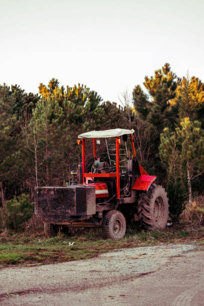 istock Village Location, Red Tractor View, Rural Place 1308303993