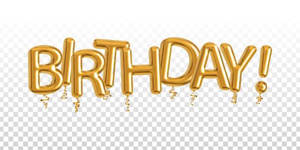 istock Vector realistic isolated golden balloon text of Birthday on the transparent background. Concept of celebration and happy birthday holiday. 1308304281