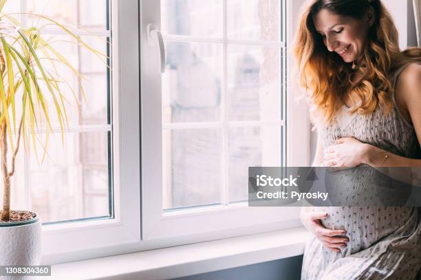 Portrait Of A Beautiful Smilling Pregnant Woman Stock Photo - Download Image Now - Pregnant, One Woman Only, Happiness