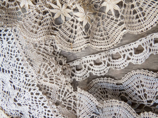 istock Beautiful  vintage  lace background  on the table . Russian bobbin lace. 1308308859