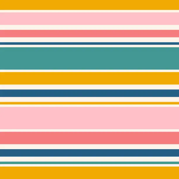 Vector illustration of Colorful horizontal stripes seamless pattern. Simple funky vector texture