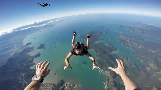 Photo of Skydiving first person view.