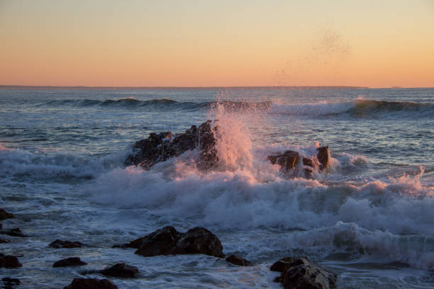 istock Waves from the Atlantic Ocean crashing into rocks 1308324094