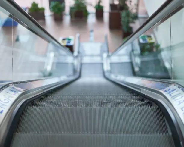 Photo of top view of escalator in a shopping mall