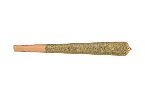 Pre-rolled Cannabis Joint, Isolated On White