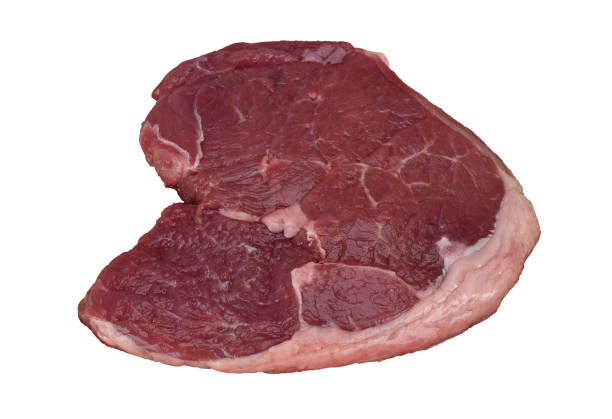 steak de gigot d’agneau cru - gigot fond blanc photos et images de collection