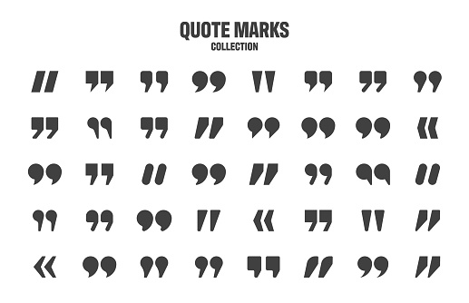 Quotation marks vector collection. Black quotes icon. Speech mark symbol